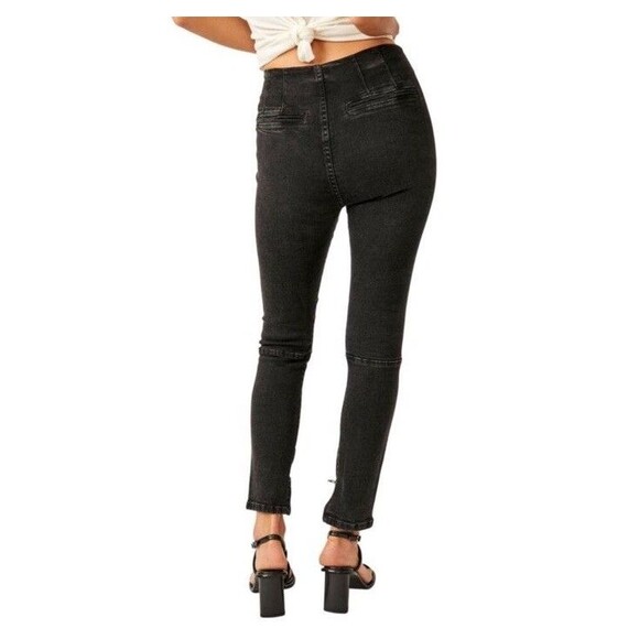 We the Free Bella Moto High-Rise Skinny Jeans Size 31 Washed Black Free People - Picture 14 of 16